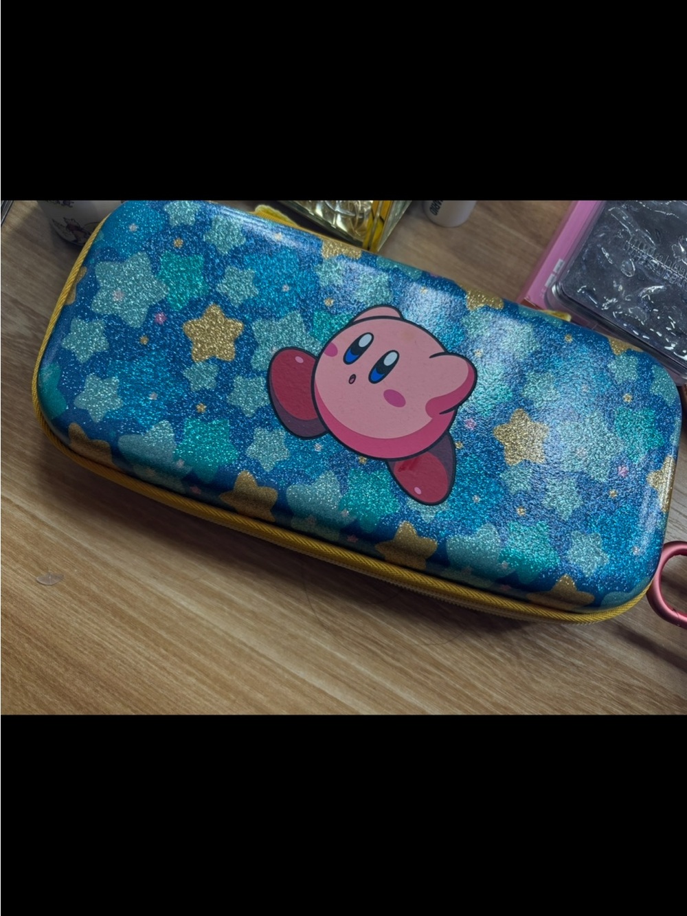 Kirby Starry Blue and Gold Glitter Nintendo Switch/Oled Case